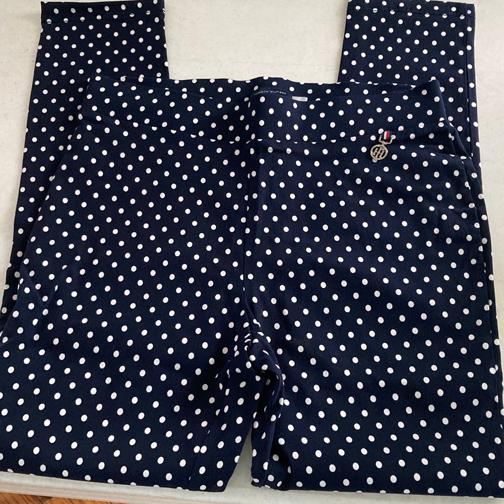 NWOT Tommy Hilfiger Dark Blue Polka Dot Stretch Leggings - Picture 4 of 6